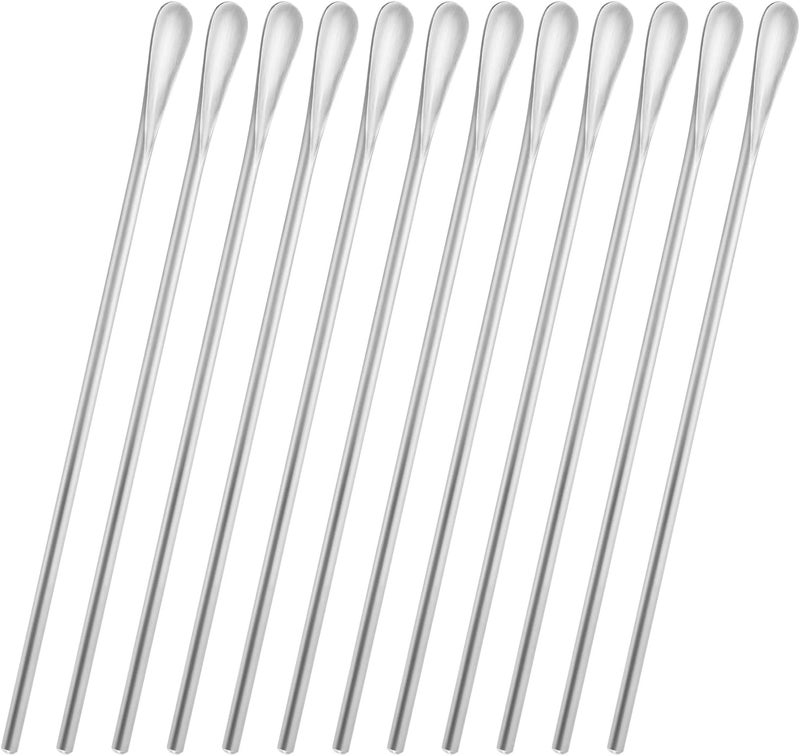 luvtree 12-Pack 8.5" / 21.8cm Stainless Steel Long Handle Stirring & Mixing Spoon – Reusable Bar Tool for Coffee, Tea, Iced Drinks & Cocktails - Image 1